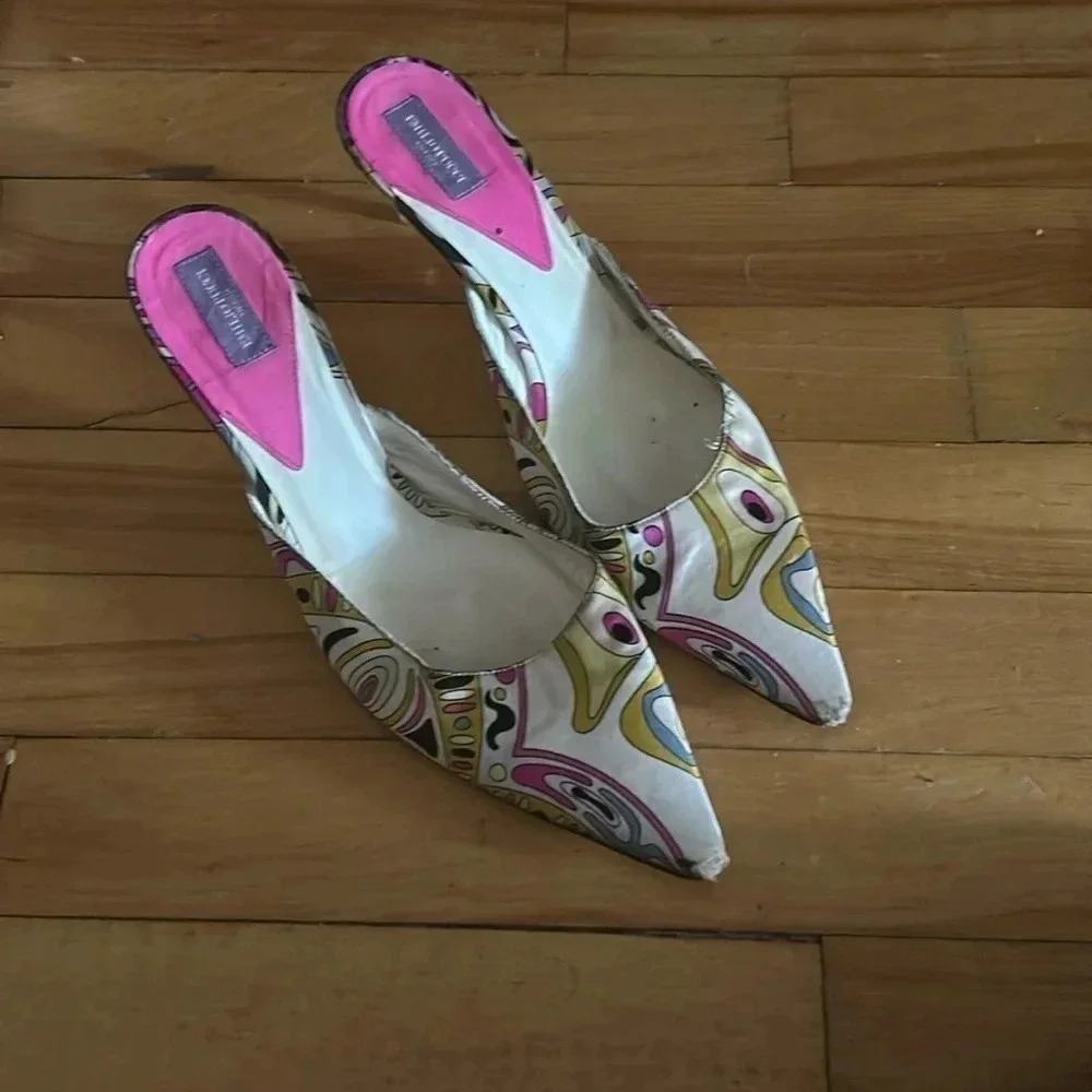 Vintage Y2K Emilio Pucci kitten heels pointy toe shoes